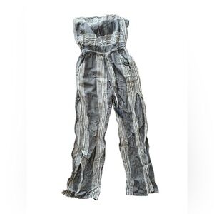 Surf Gypsy Blue and White Striped Jumpsuit Large
